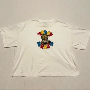 Teddy Fresh Top White Shirt Sleeve Shirt Graphic Teddy Bear Women’s Large
